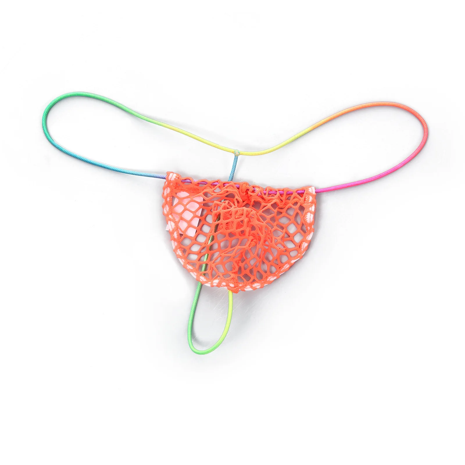 Men's Underwear Sexy Fishnet Thong Rainbow Strap Low Waist Jockstrap for Men Breathable Mini Bikini Trousers