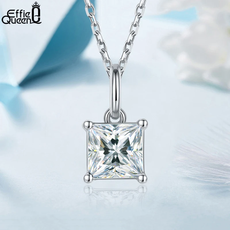 

Effie Queen Moissanite Solitaire Pendant Necklace 1CT D E Color VVS Diamond 925 Silver Fine Jewelry for Women Perfect Gift SMN33