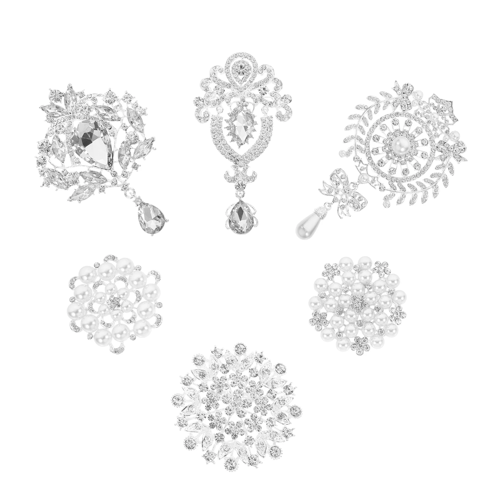 

6 Pcs Alloy Brooch Unique Design Brooches Pin Apparel Corsage Rhinestone Elegant Badge and