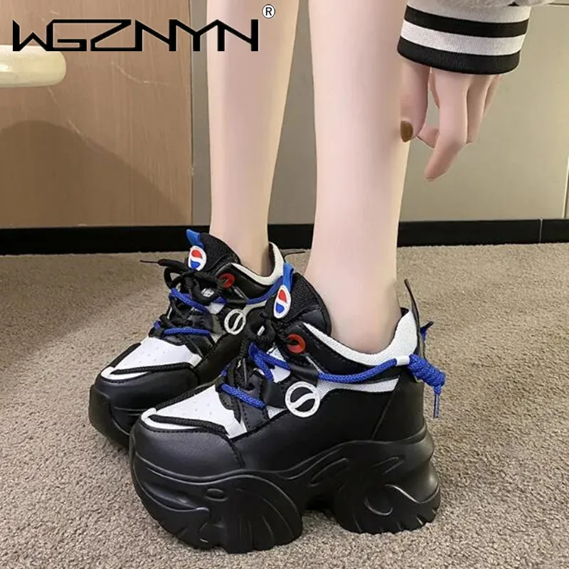 

2024 Autumn High Platform Sneakers Women Breathable Vulcanized Shoes Chunky Casual Shoes Woman Walking Trainers Sports Dad Shoes