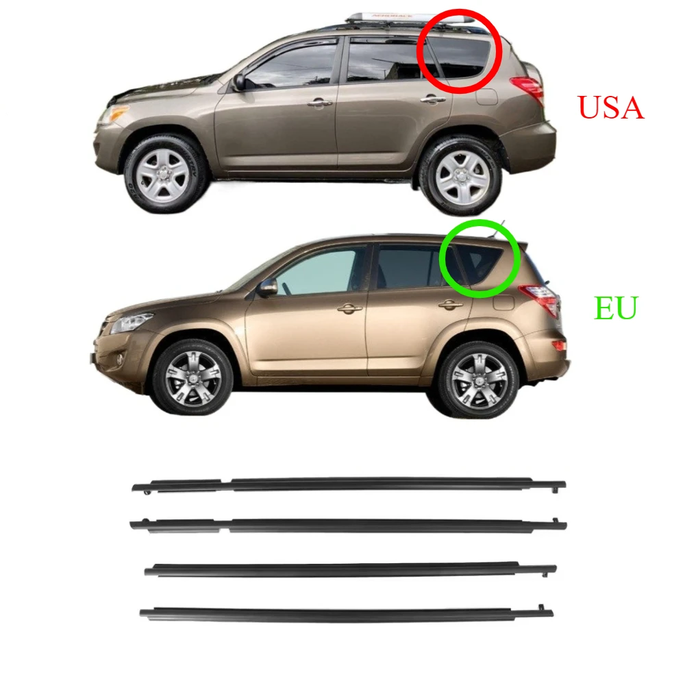 1 комплект, резиновая наружная резина для окон США или EURO для Toyota RAV4 2009-2012, стекло XA30, уплотнительная лента для RAV-4 75720-0R020, 4 шт.