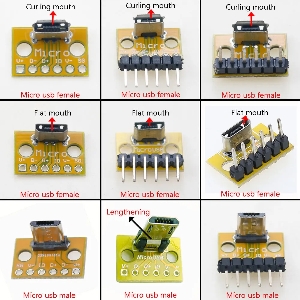 

1PC USB Welding Board Android MICRO Male Socket Charging Phone Plug Micro USB Female Socket PCB Board
