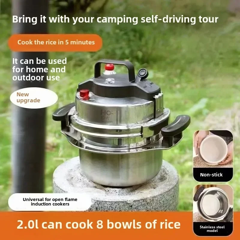 

0.8-2L Outdoor Camping Small Pressure Cooker 304 Stainless Steel Portable Rice Cooker for Kitchen Cooking Tool Pressure Cooker