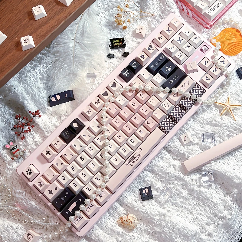 Peach Blossom Theme Keycaps Set Customized PBT Sublimation MOA/Cherry Profile Keyboard Cap for Mechanical Keyboard Accessories