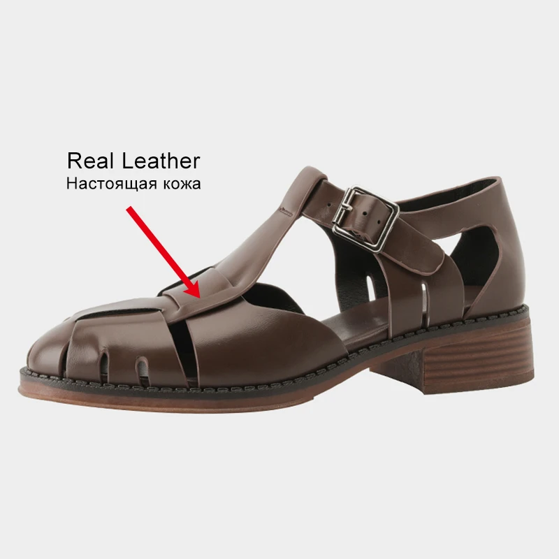 JOZHAMTA Size 34-39 Women Sandals Rome Woven Mid Heels Summer Shoes Woman Real Leather 2023 Fashion Buckle Strap Heeled Sandal