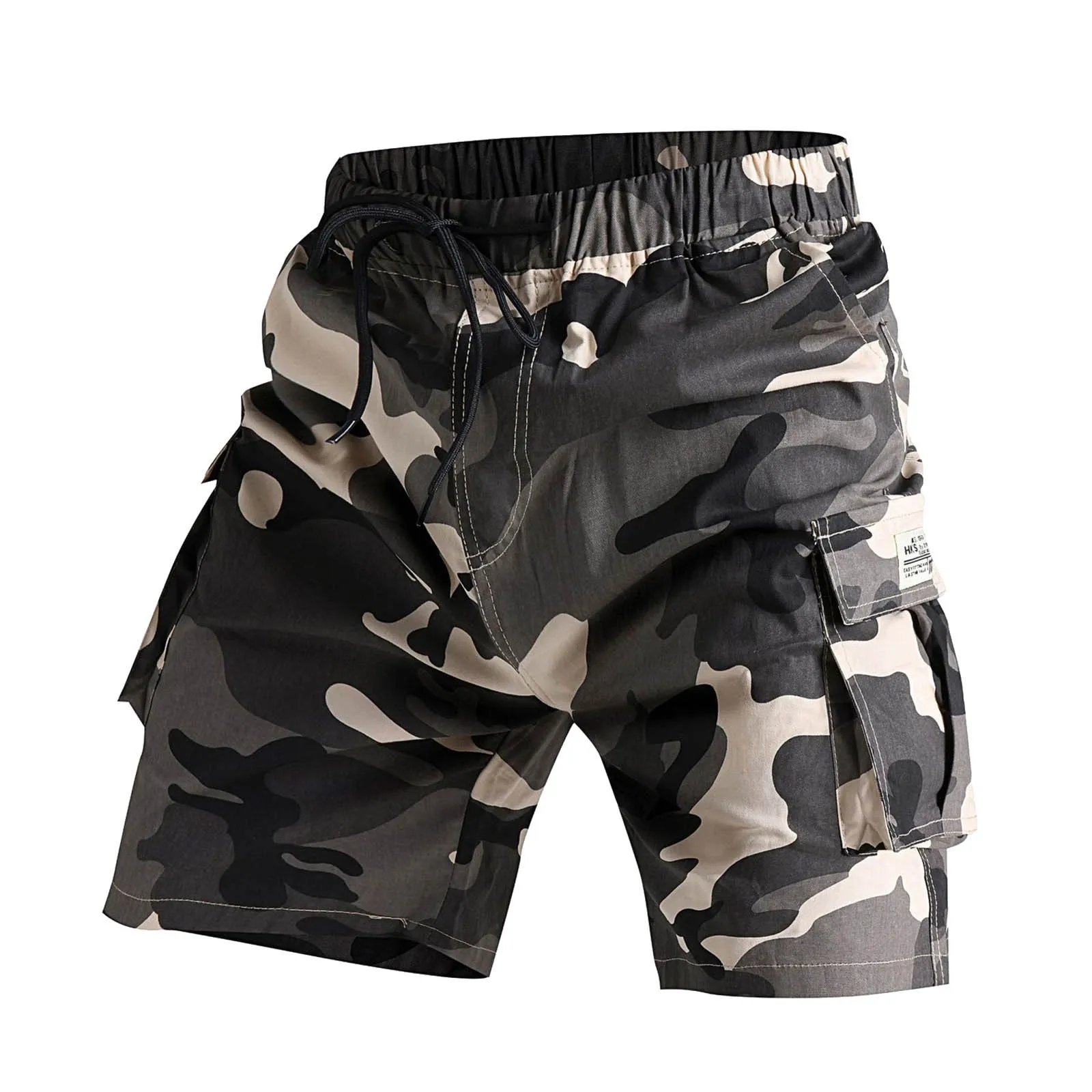 Mens' Cargo Shorts Drawstring Camo Shorts Multi Pockets Printed Cargo Pants Summer Casual Trousers For Mens Loose шорты мужские