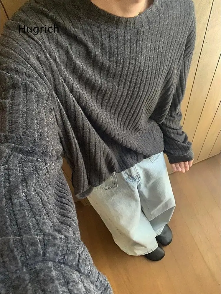 Mens Textured Knit Long Sleeve T Shirt For Spring And Autumn American Vintage Trendy Loose Top With Premium Texture For Inner W