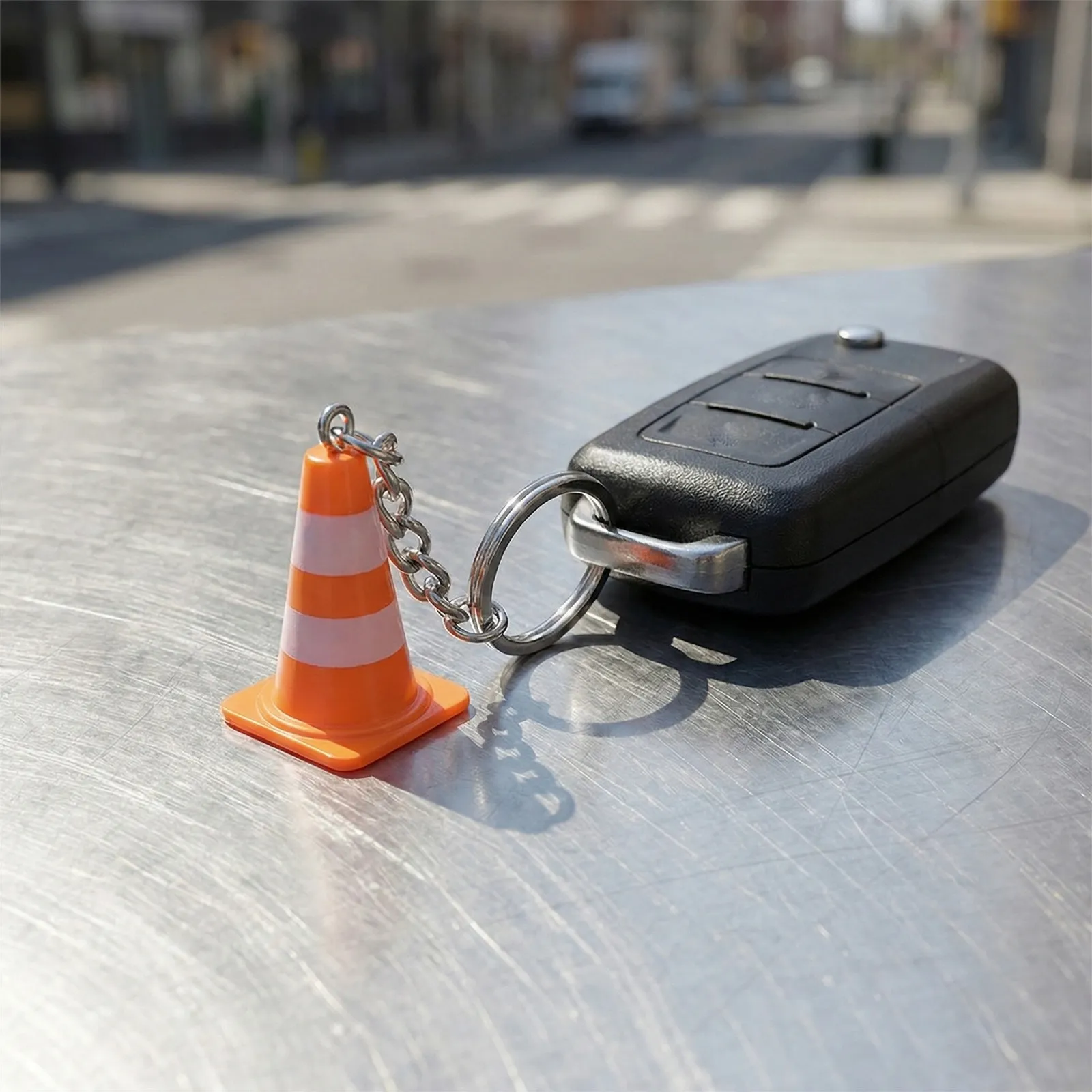 12Pcs Mini Traffic Cone Keychains Cute Keyring Bag Pendant Car Keys Keychain Decoration Funny Party Supplies Birthday Gift