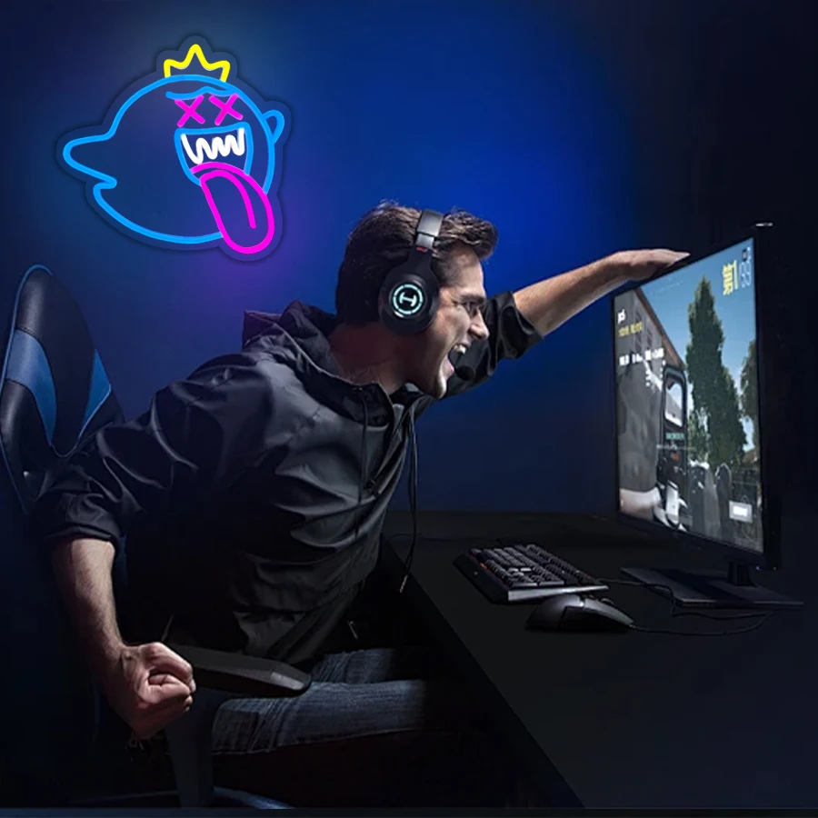 Ghost Led Neon Sign, Retro Arcade Wall Aesthetic Operation Light, Usb Powered, Used For Bar, Club, Game Room, Family Party Decor