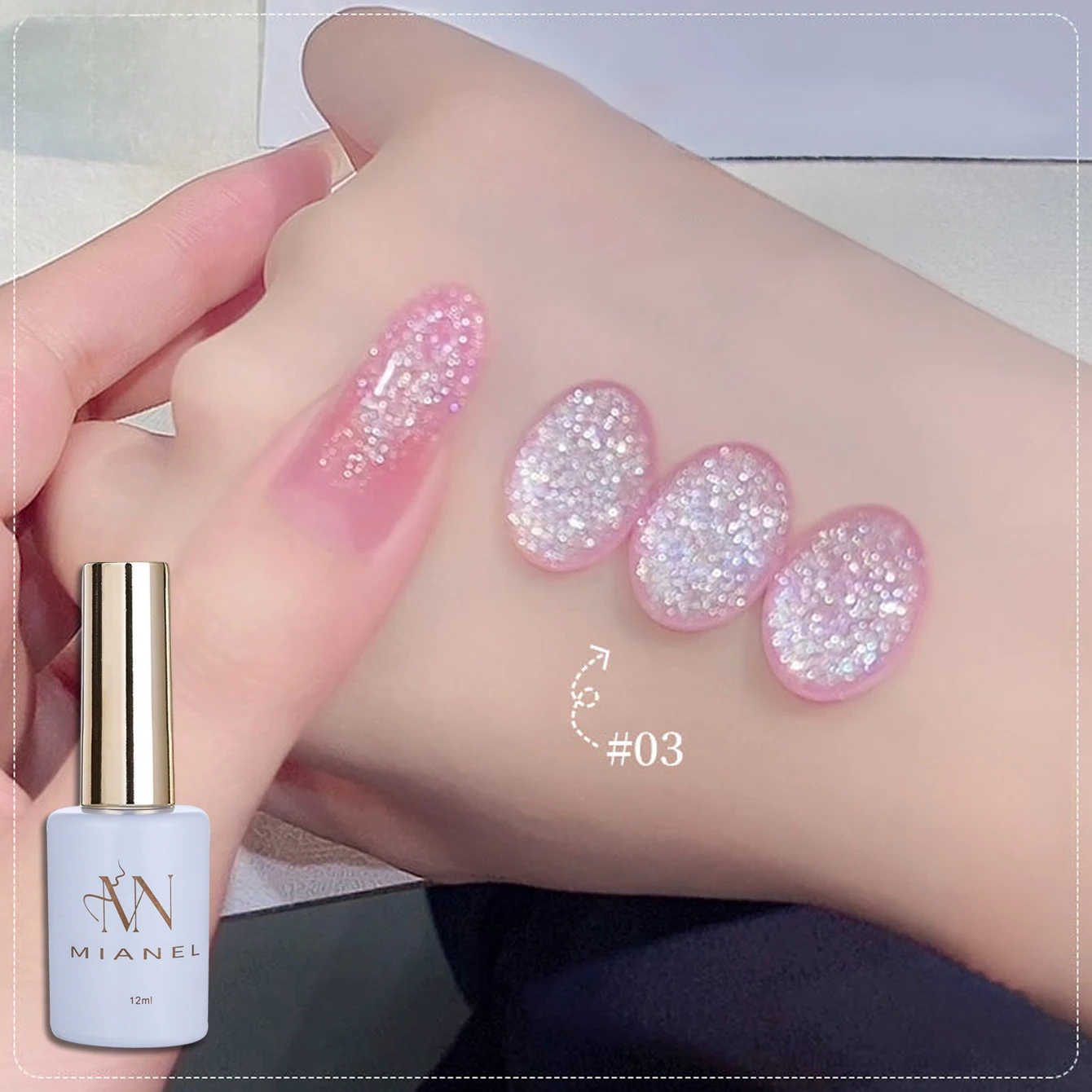 MIANEL 12ML Weißer Nagellack Jimeng Hochzeitskleid Feiner Glitzer-Gel-Nagellack Super Glänzender Glitzer-Nagellack für Nagelkunst-Salon – Detail 35