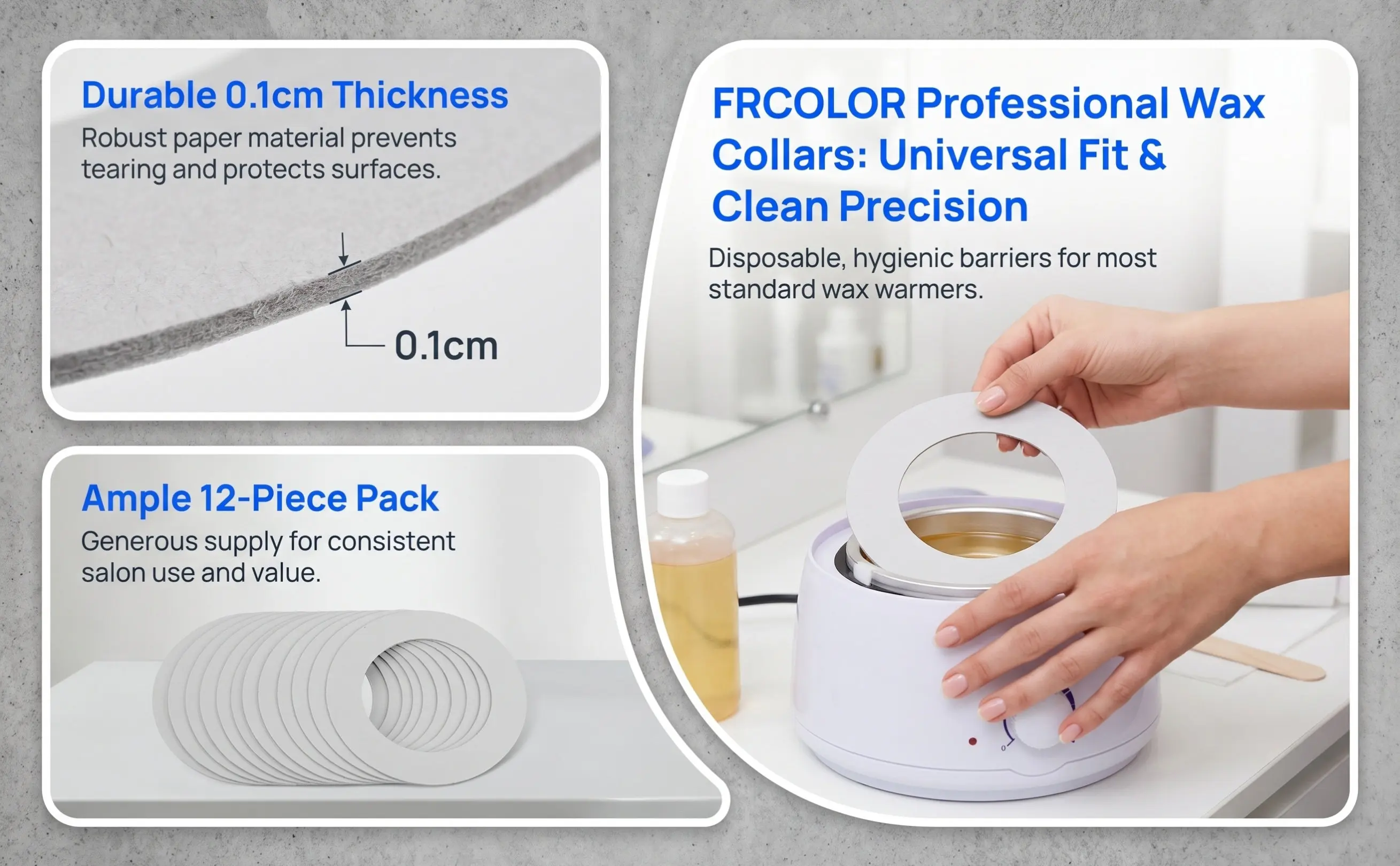 12Sheets Wax Warmer Paper Collars Disposable Universal Protective Rings for Waxing Heater Mats Wax Machine Accessories Waxing