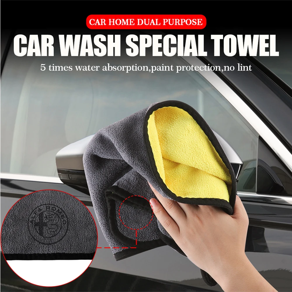 Car Washing Towel Ultra-Soft Car Cleaning Towels High Absorbent Drying Cloth For Alfa Romeo Giulia Stelvio Giulietta 156 159 147