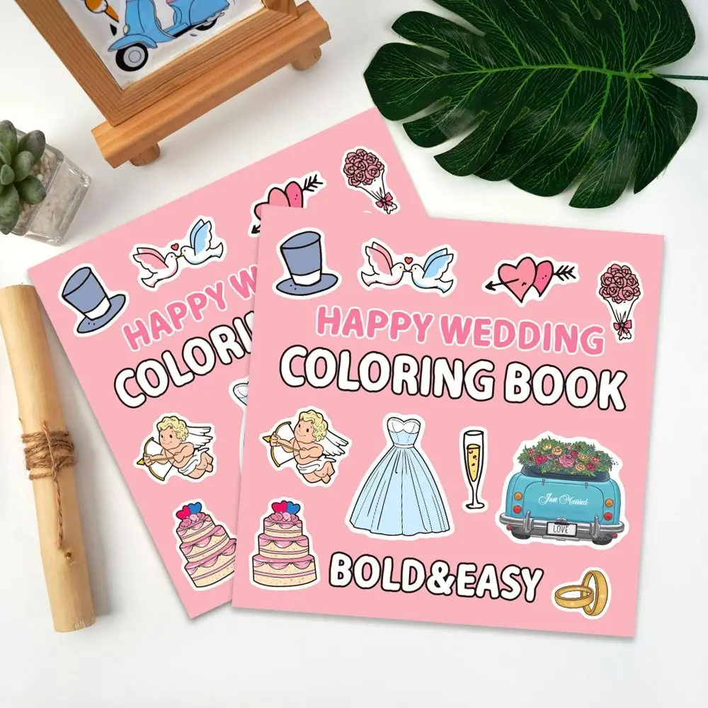 40 folhas livro para colorir do dia do casamento montessori brinquedo bolso dos desenhos animados doodle livro interessante enchimento cor pintura em aquarela livro