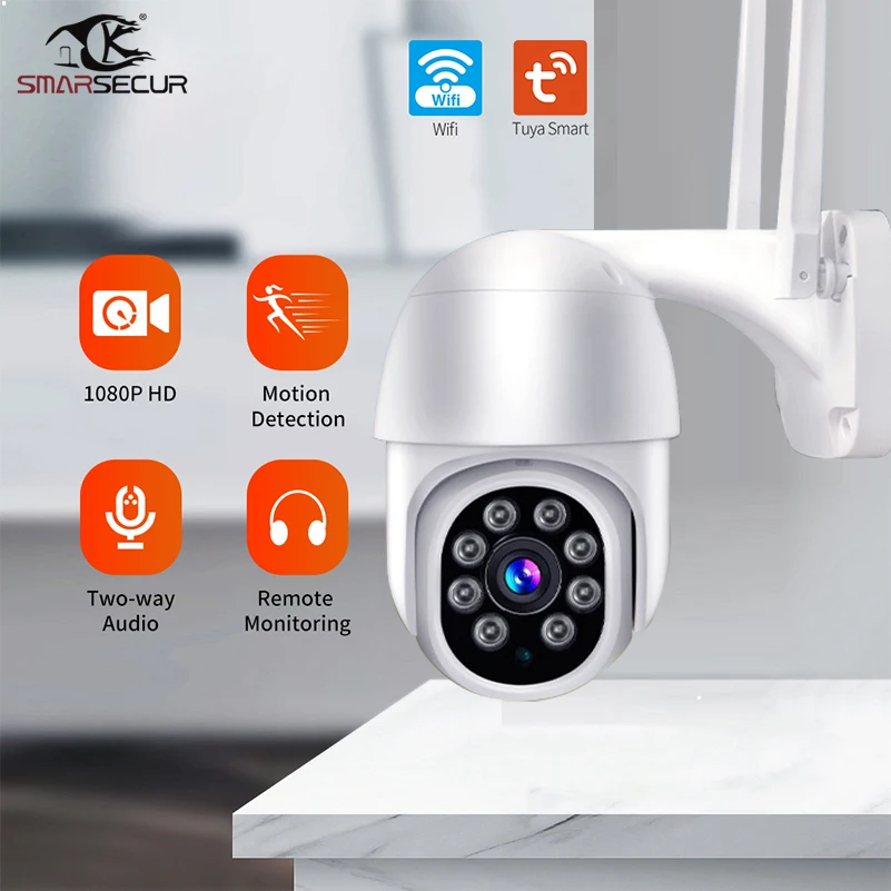 Tuya Kamera IP 1080P Kubah Kecepatan Luar Ruangan Wifi Nirkabel Kamera Keamanan Pan Jaringan CCTV Ananc