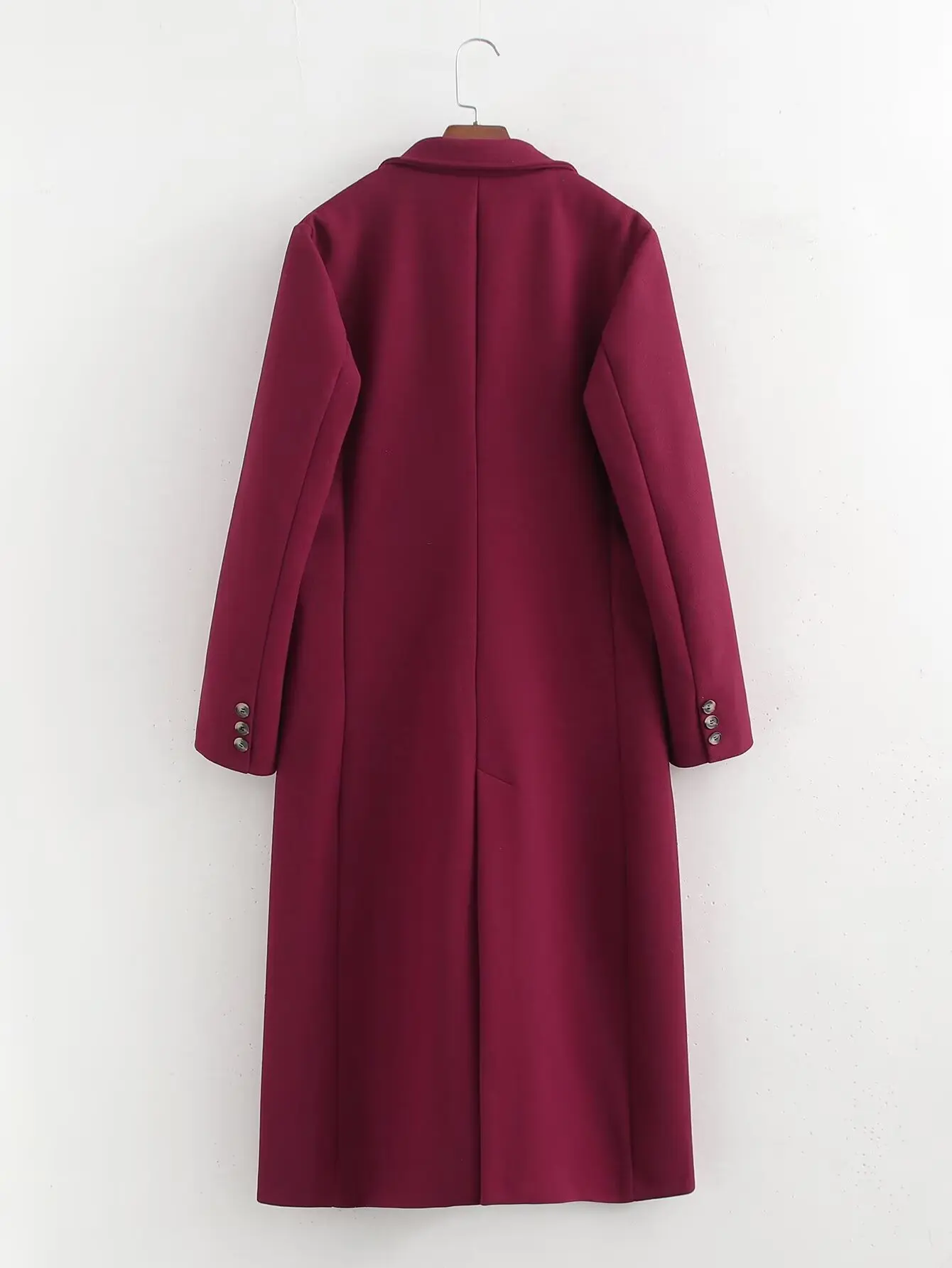 2024 autumn and winter new red long version minimalist commuting leisure lapel long-sleeved slim coat jacket