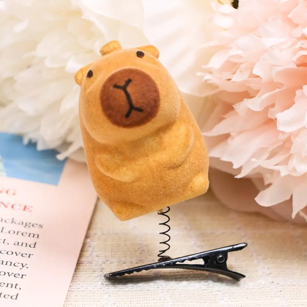 6pcs Cute Cartoon Capybara Spring Hair Clip 3D Plush Hairpin Funny Capybara Hair Accessories DIY Kawaii Children Headwear