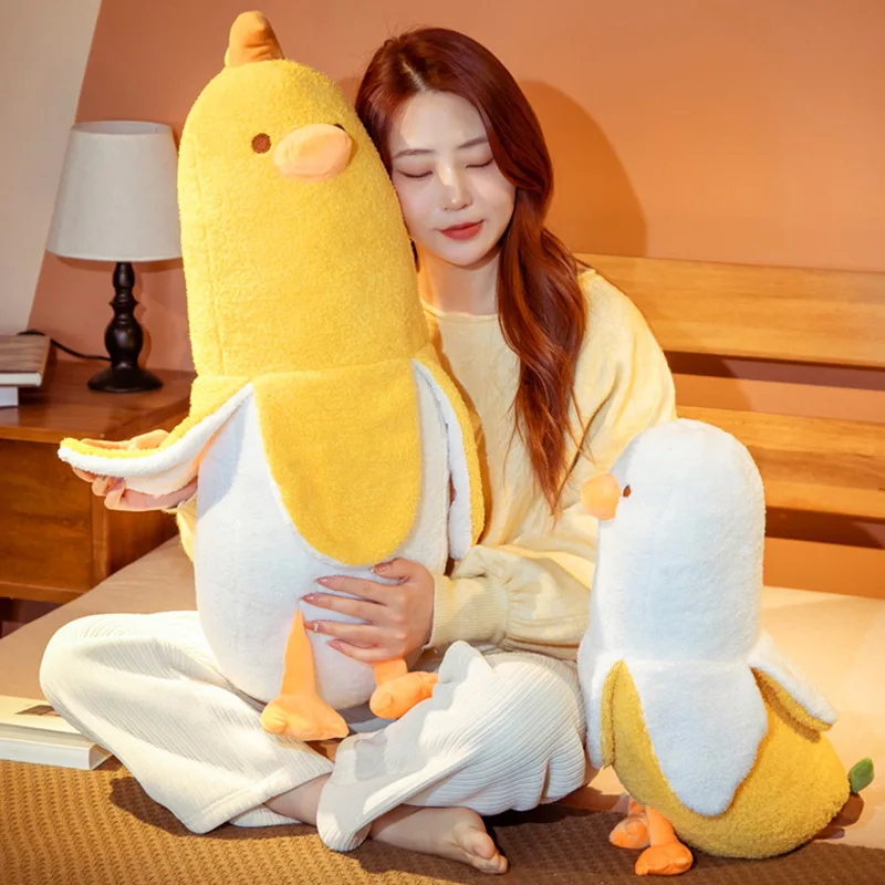 Bubble Kiss Plush Wool Cushion Funny Duck Banana Doll Pillows for Sofa Home Decor Waist Rest Fluffy Office Chair Seat Cushion