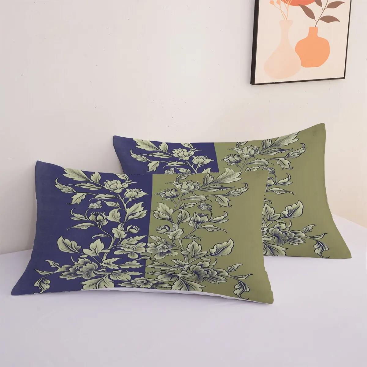 Chrysanthemum  duvet cover   Flowers and leaves  1 duvet cover and 2 pillowcases