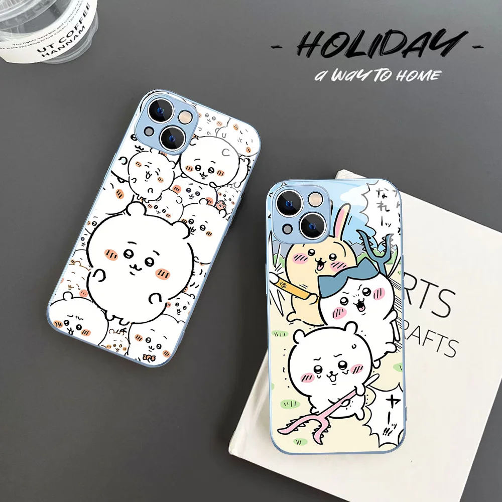 

Cute Cartoon C-ChiikawaS Phone Case Tempered Glass For iphone 14 13 12 11 Pro Mini XS MAX 14Plus X XS XR Fundas