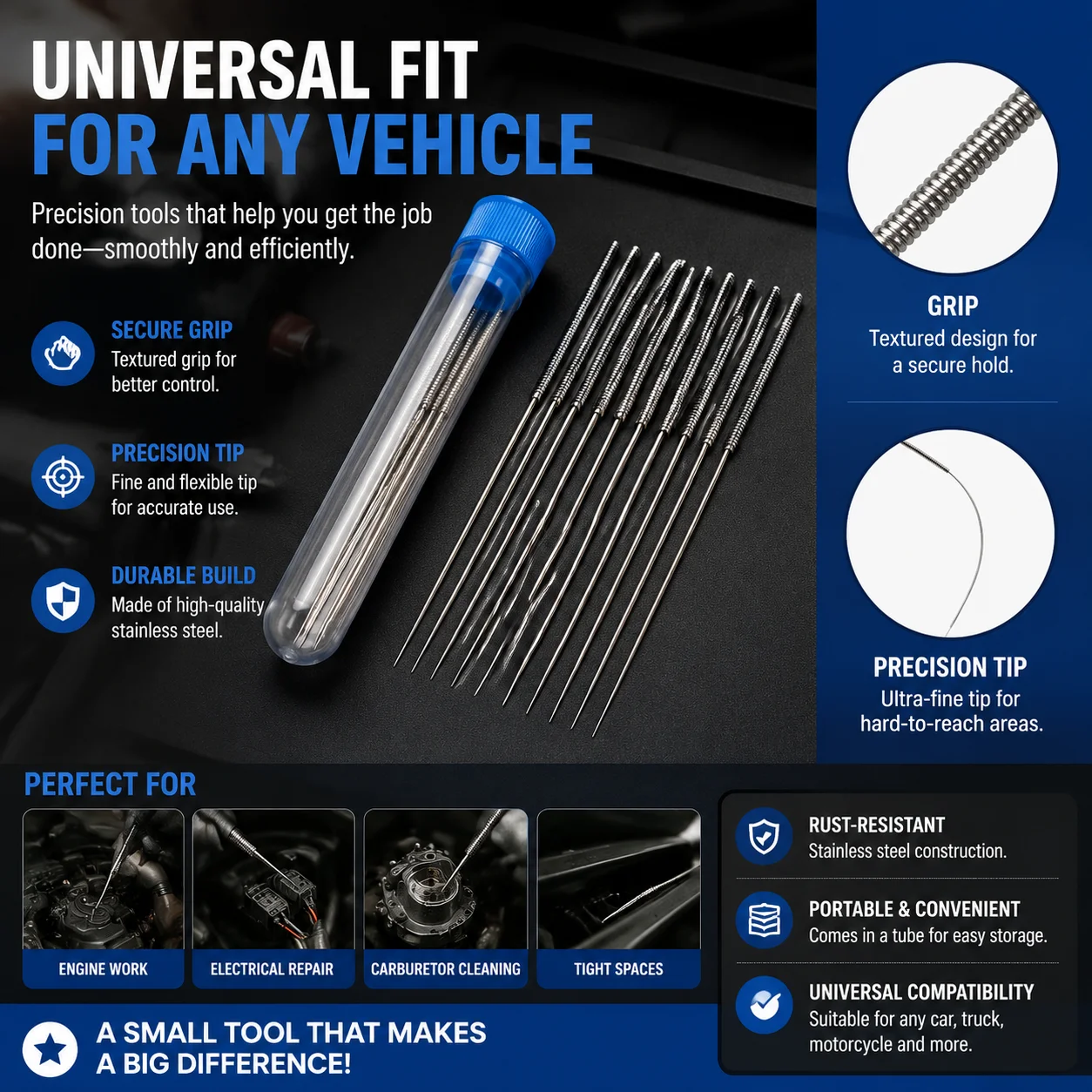

Stainless Steel Nozzle Cleaning Needle 0.2mm 0.25mm 0.3mm 0.35mm 0.4mm Clean the drill bit needle Nozzle Cleaning Kit