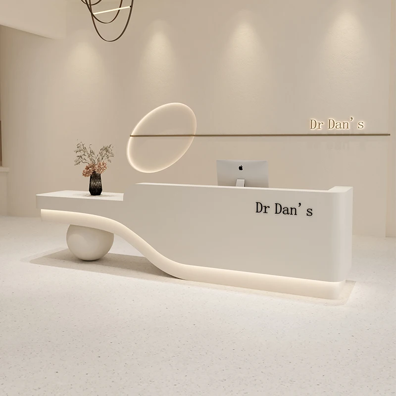 Waiting Office Advisory Desk Lobby Front Stand Register Reception Desk Hotel Modern Register Rezeption Desk Beauty Bar Furniture