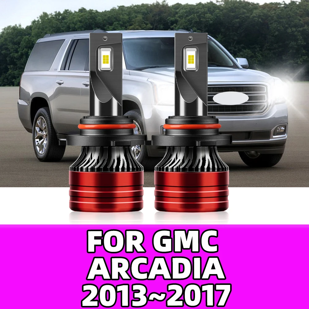 For GMC Arcadia 2013 2014 2015 2016 2017 - 2x HIR2 9012 Led Headlights 120W Bulbs 6500K Turbo Diode Head Lamps CSP 3570 Chip 12V