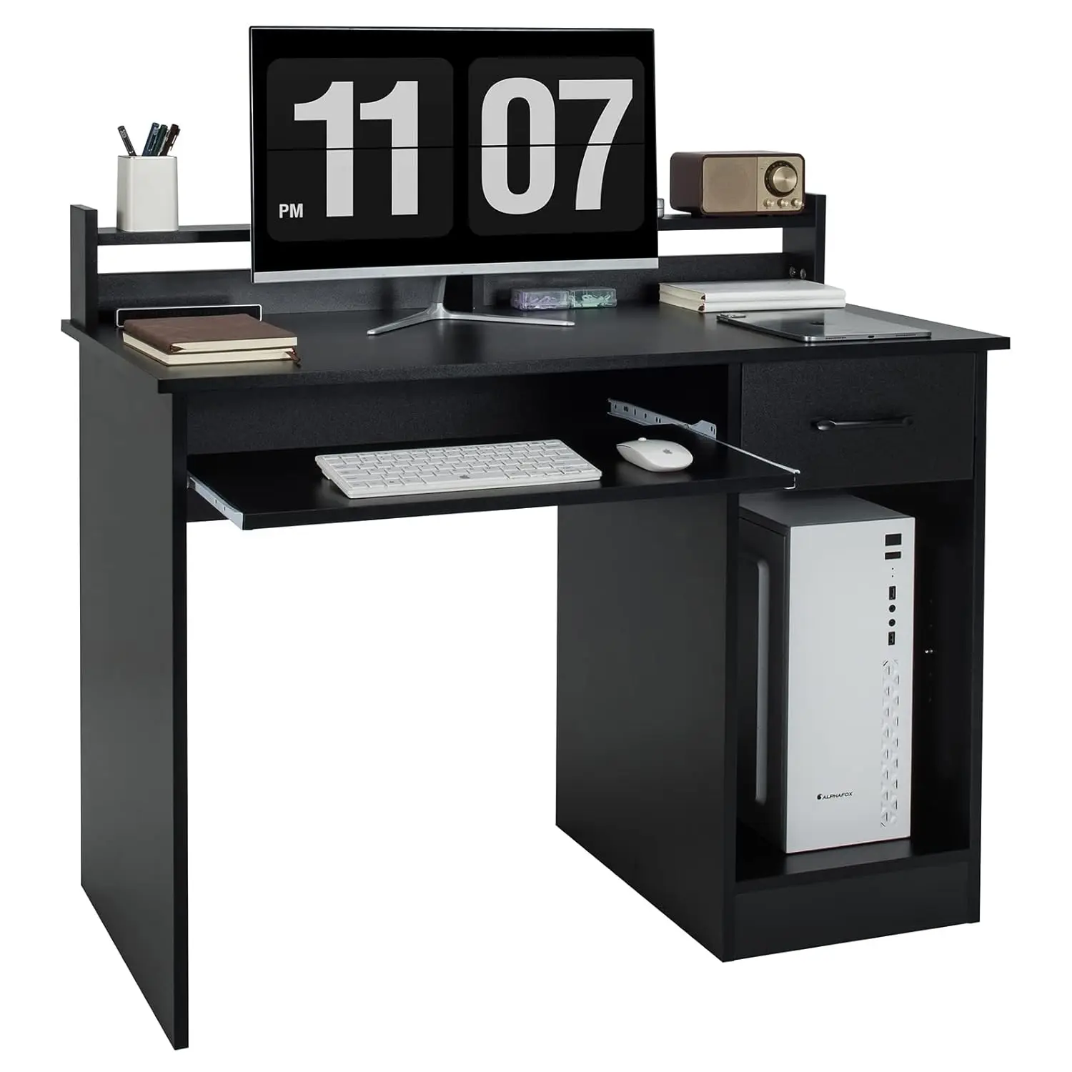 

Computer Desk with Hutch, Home Office Desk with Drawer, Adjustable Shelf & Keyboard Tray, Study Writing Desk,, Customized