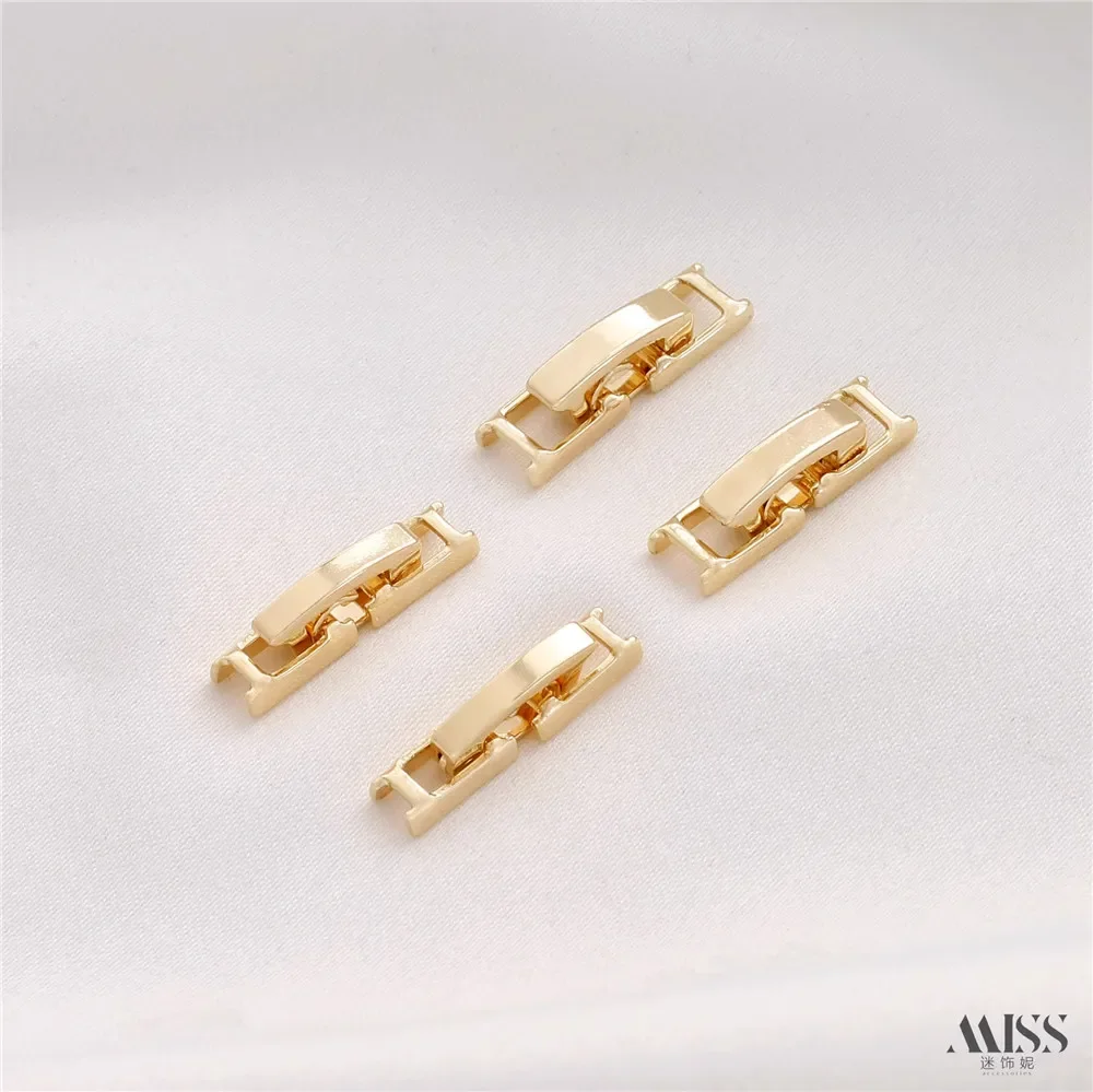 14K Gold Color Link Buckle Three-piece Set, Zircon Bracelet Necklace Connection Button DIY Belt Buckle Jewelry Accessories