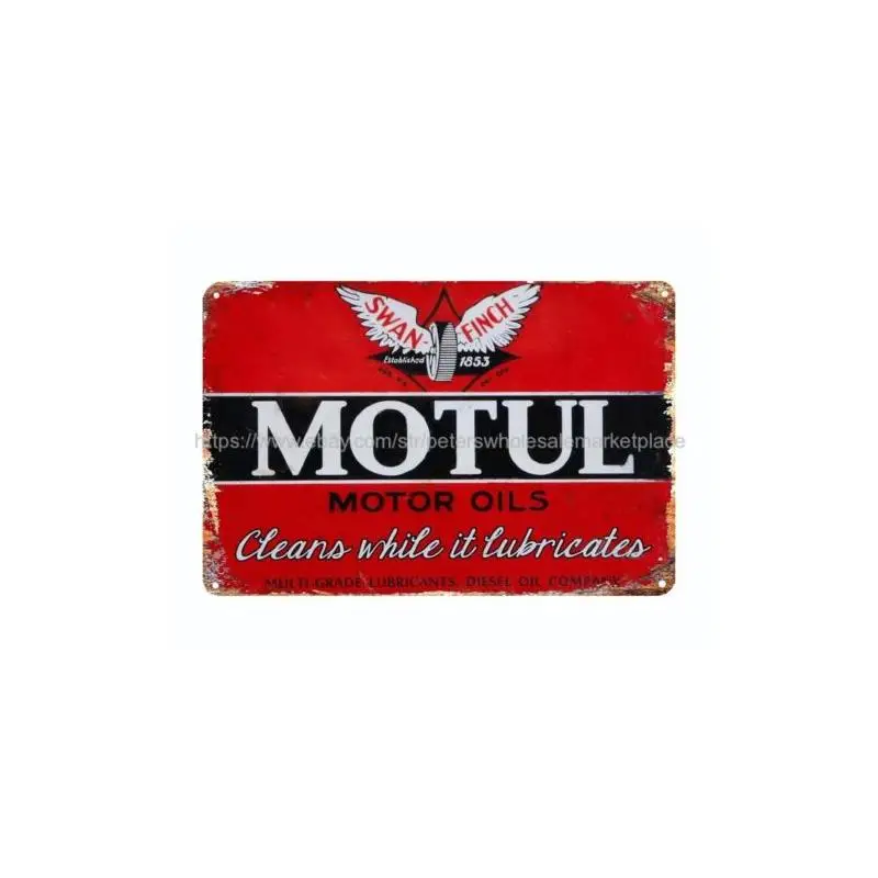 Plaque décorative murale en métal Moss Motor 173, en étain, pour chambre à coucher
