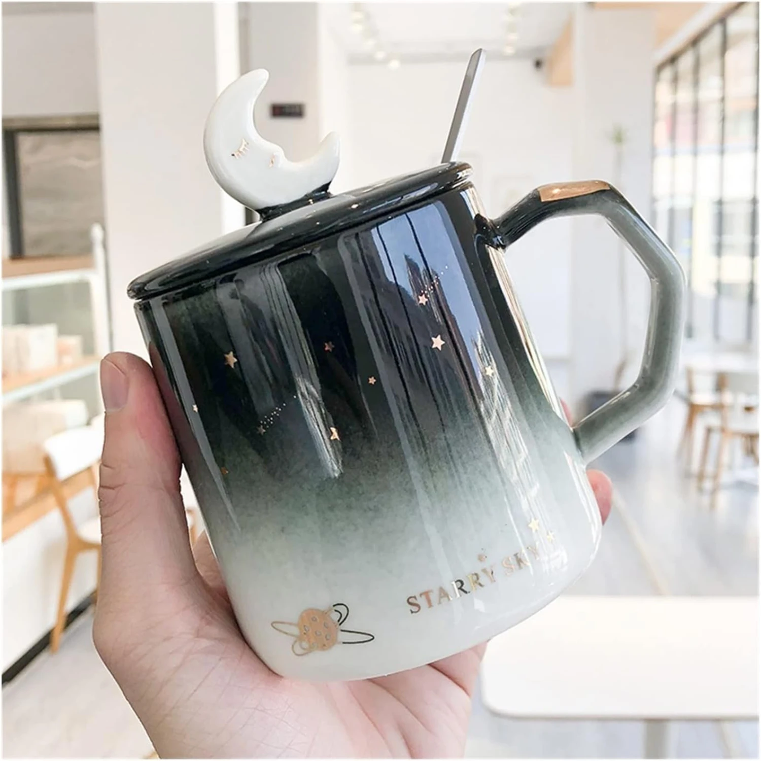 

Elegant Earthy Planet Large Ceramic Drink Cup - Gorgeous Gradient Cup and Saucer Set, Beautifully Simple Design, Ideal for Coffe