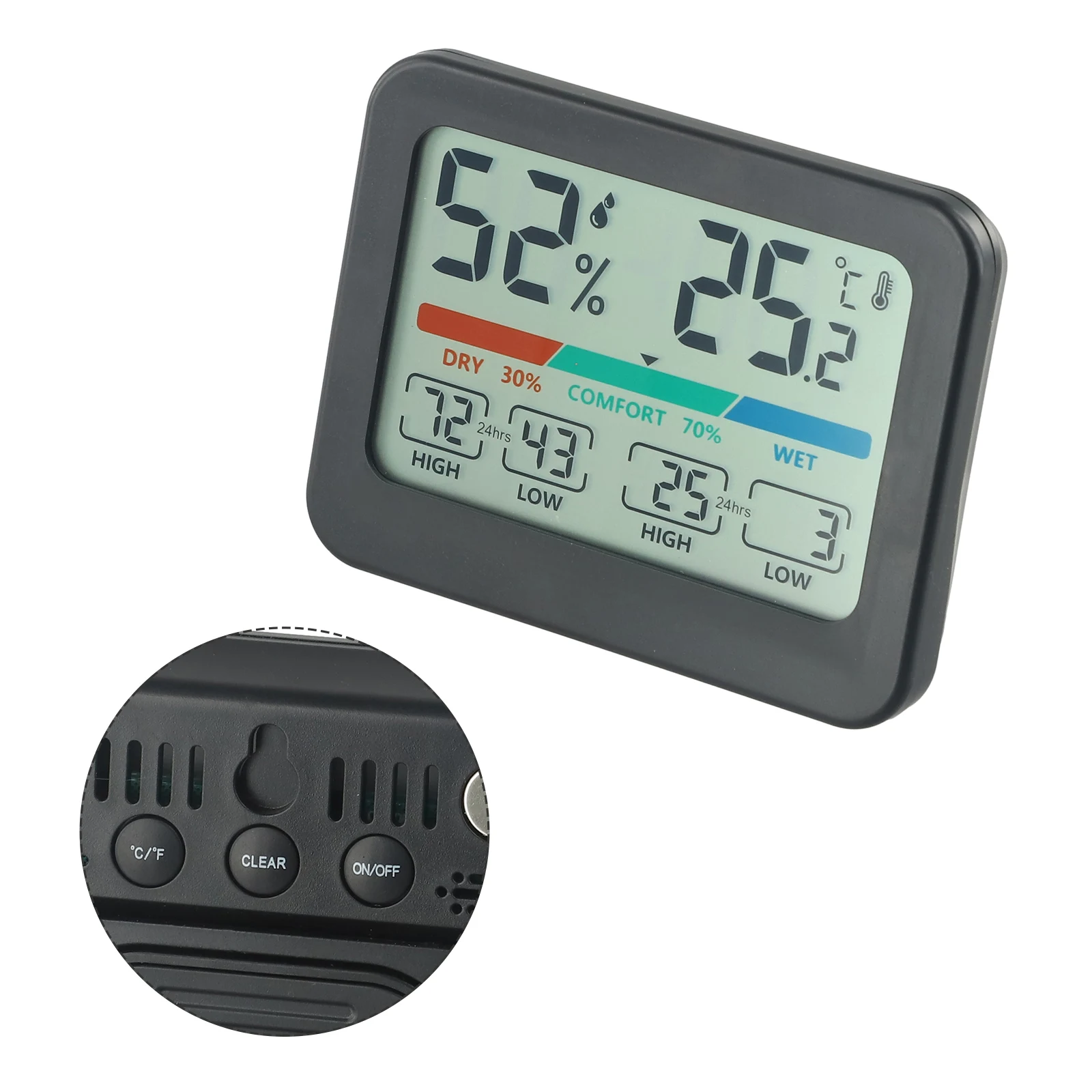 Digital Indoor Thermometer with High Low Refresh Every 10 Seconds Multifunctional Electronic Thermometer Clear LCD Display