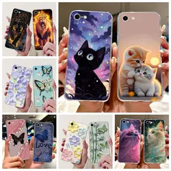 For Apple iPhone SE 2020 Case Cute Cat Painted Cover Clear Silicone Soft Slim Phone Case For iPhone SE 2022 iPhoneSE 2020 Bumper