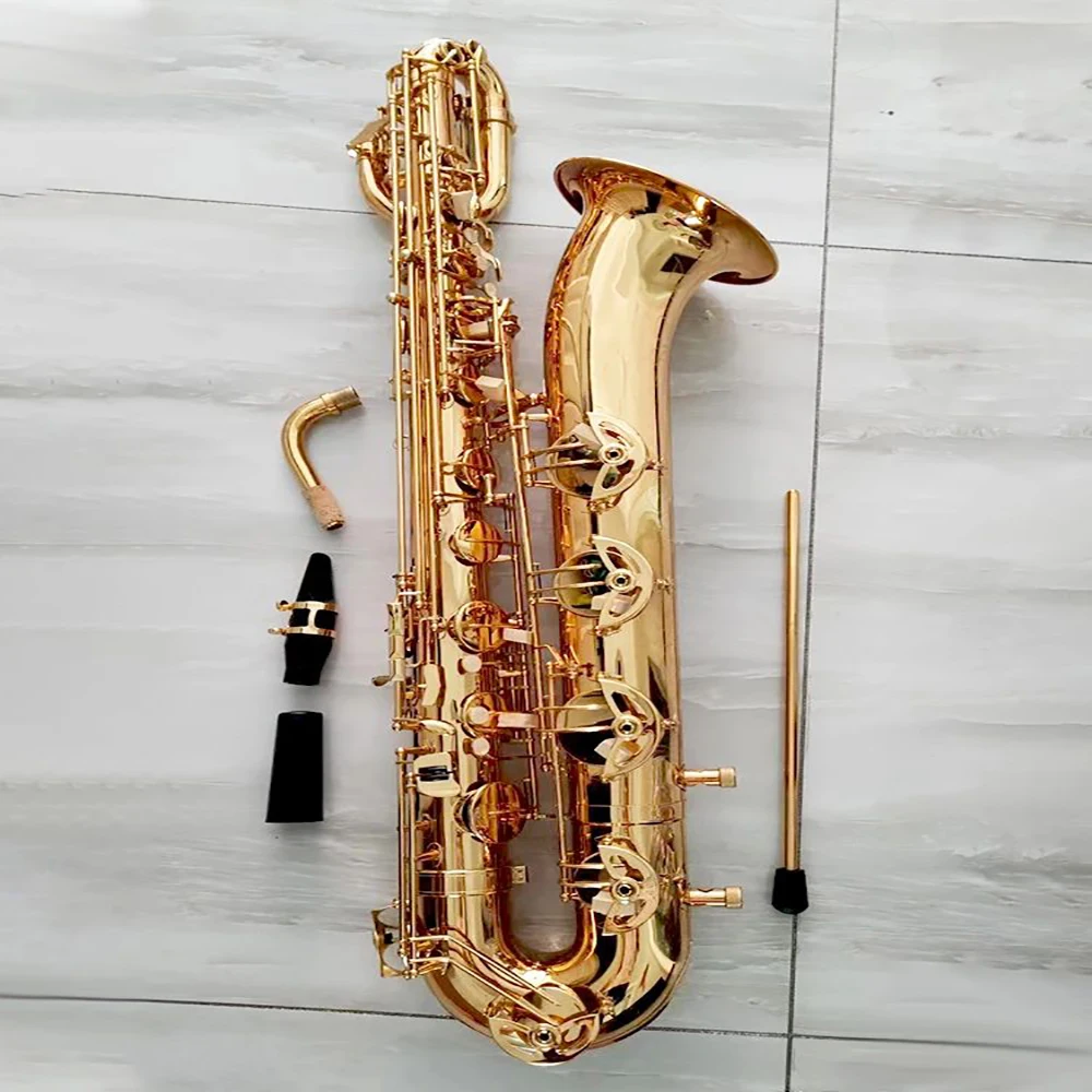 

Golden professional Baritone saxophone flat E-tune upgrade double-rib deep engraving pattern high-quality tone jazz instrument