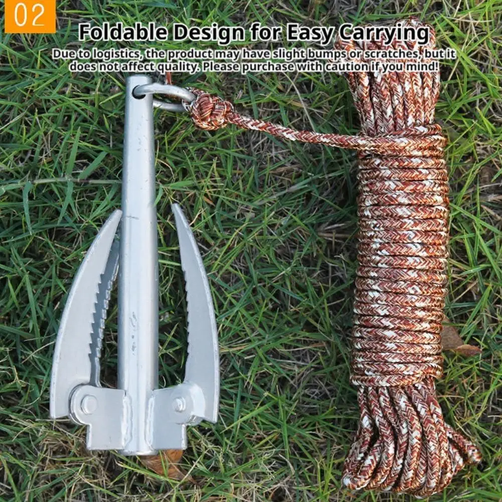 Outdoors Grappling Hook Survival Tool With Rope Folding Boats Anchor Sturdy Durable For Small Boat Canoes Fishing Supplies