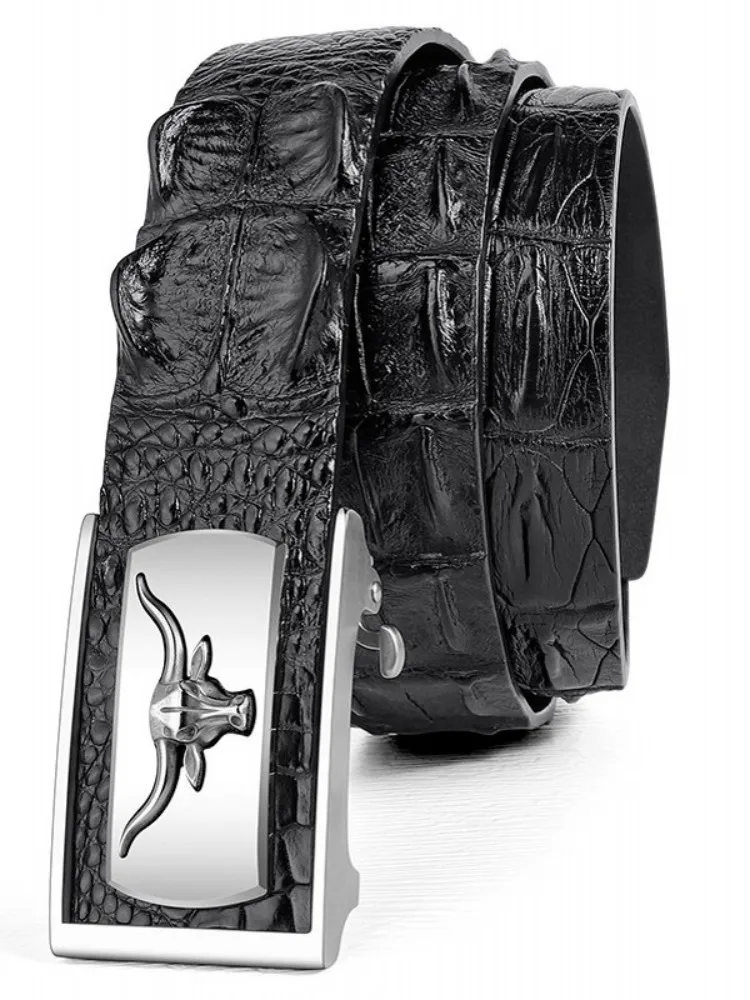 Leisure Versatile 3.8cm Width Male Genuine Leather Belts Office Men Waistband Luxury Crocodile Leather Fashion Buckle Strap