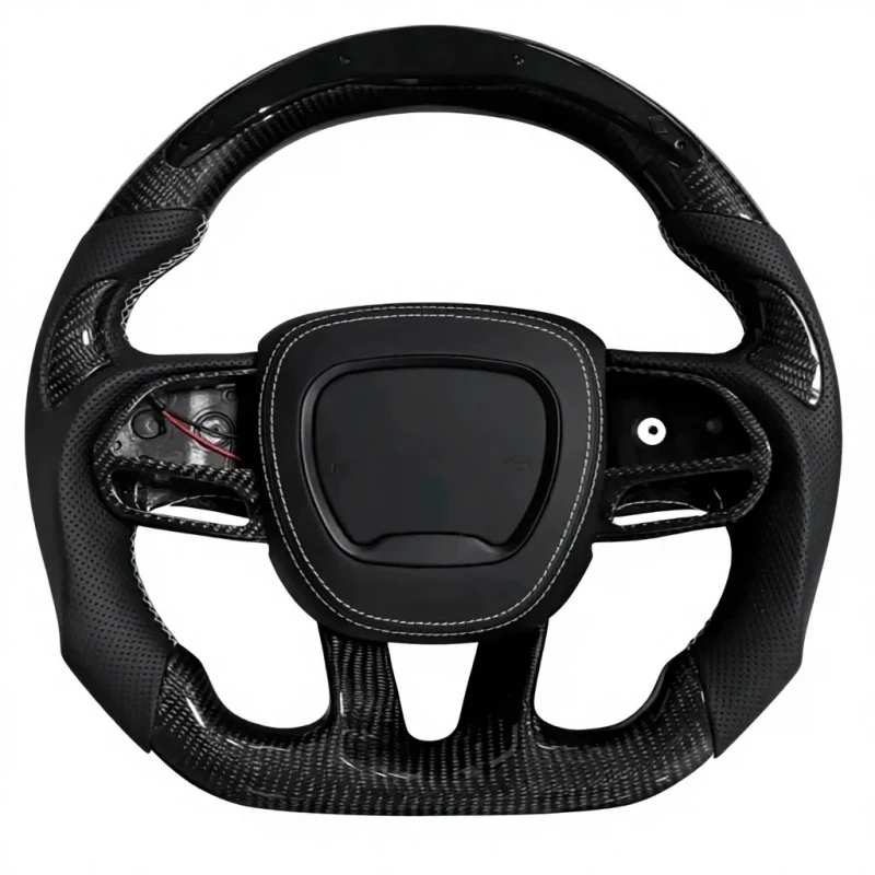 Personalized Custom Steering Wheel for  SRT Hellcat Forged Carbon Fiber Leather Alcantara Interior