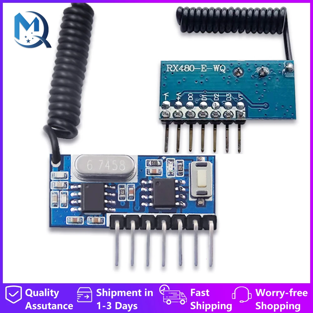 433 Mhz RF Remote Control Transmitter and 433mhz RF Relay Receiver Switch Module DC3.3V-5V Jog Self-locking Interlock Controller