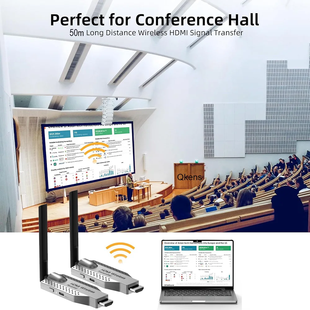 

50M Wireless Transmission Audio Video Transmitter Receiver Splitter Laptop PC To TV Screen Share Display Adapter HDMI Extender