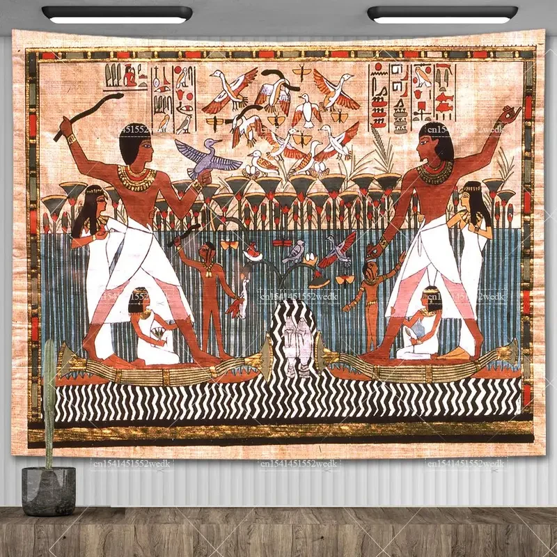 VIKAMA Egyptian God Tapestry Anubis Horus Hieroglyph Wall Hanging Retro Antique Style Room Decor Art Background Cloth