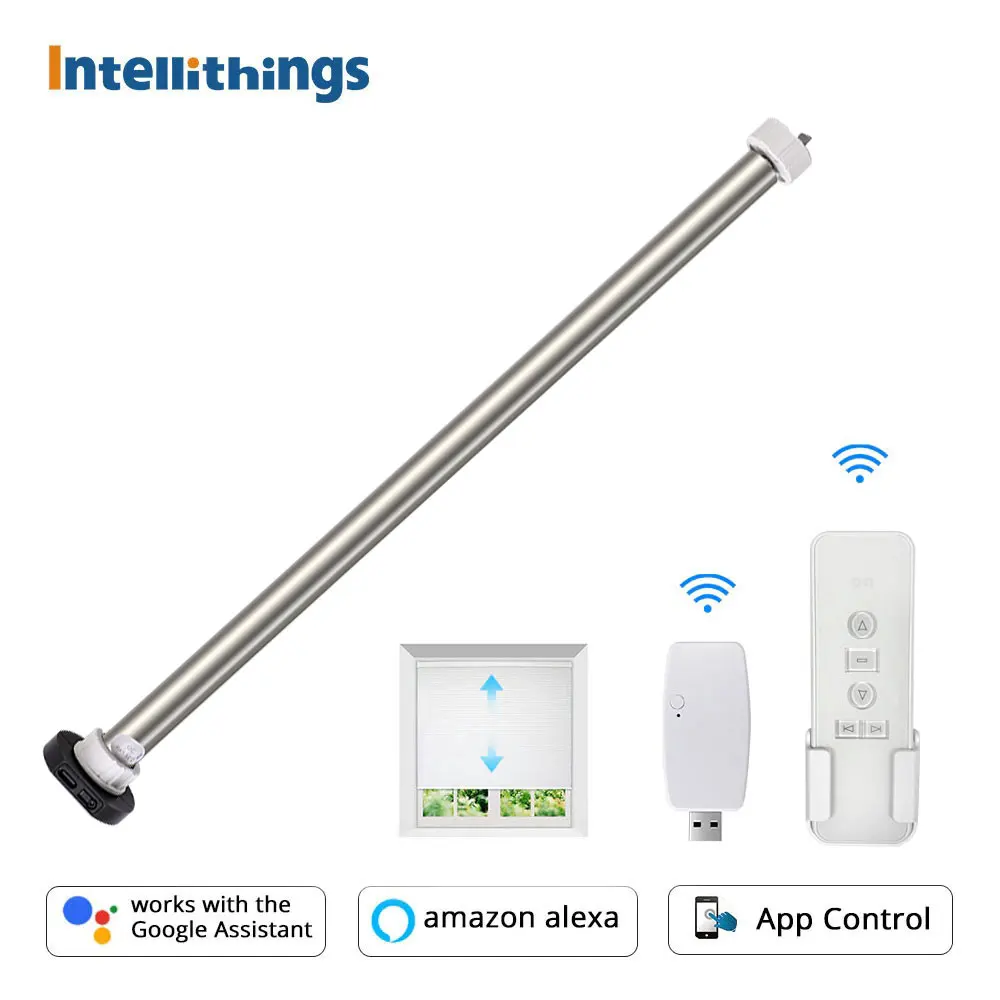 Intellithings Tuya WiFi Smart Roller Shade Motor for 17mm 25mm Tube Built-in Battery Blind Engine Alexa Google Home Alice Voice