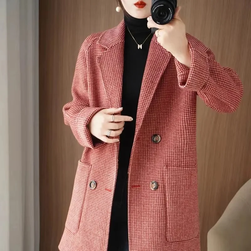 Autumn Winter Lady Medium Long Styles Woolen Jacket Female Fashion Wool Blend Coat Women Leisure Double Sided Cashmere Outwear