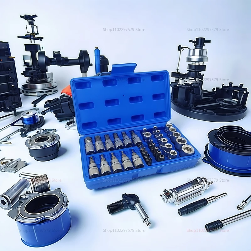 34 قطعة محرك مجموعة مقابس مع 3/8 و 5/16 بوصة بت توركس ستار مآخذ النجوم الخارجية لإصلاح السيارات الميكانيكية