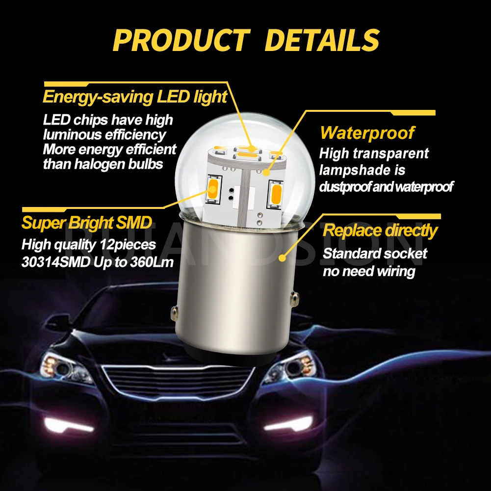 1156 1157 Lampu LED BA15S BAY15D P21W Lampu Rem Sinyal Belok 6V 12V 24V 48V Lampu Belakang Motor Mobil Lampu Mundur 3014SMD Putih Hangat