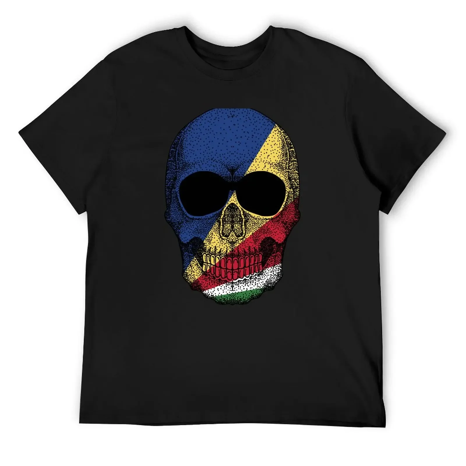 Seychelles flag Skull T-Shirt valentines boutique clothes blacks t shirts for men