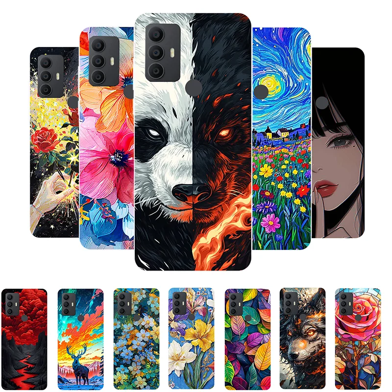 For TCL 30 SE 30E 305 306 Phone Case Fashion Soft TPU Silicone Painting Back Cover for TCL 30SE 6165A 6165H Funda