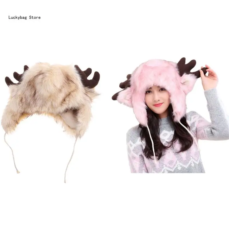 Unisex Trapper Hat Faux Fur Plush Earflaps with Chin Strap Winter Hunting