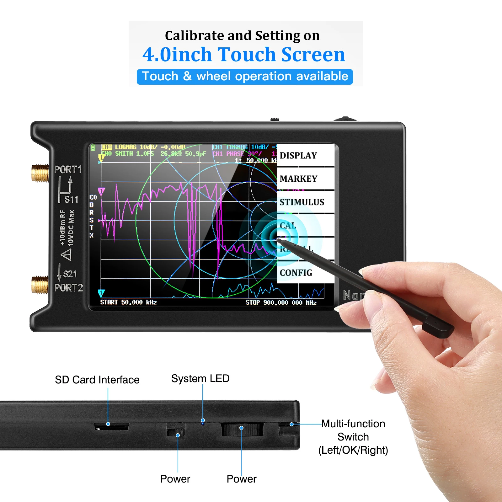 Spectrum Anslyzer NanoVNA-H4 2.8/4“ Vector Network Antenna Analyzer 10KHz-1.5GHz MF HF VHF UHF Antenna Tuner nano vna NanoVNA-H