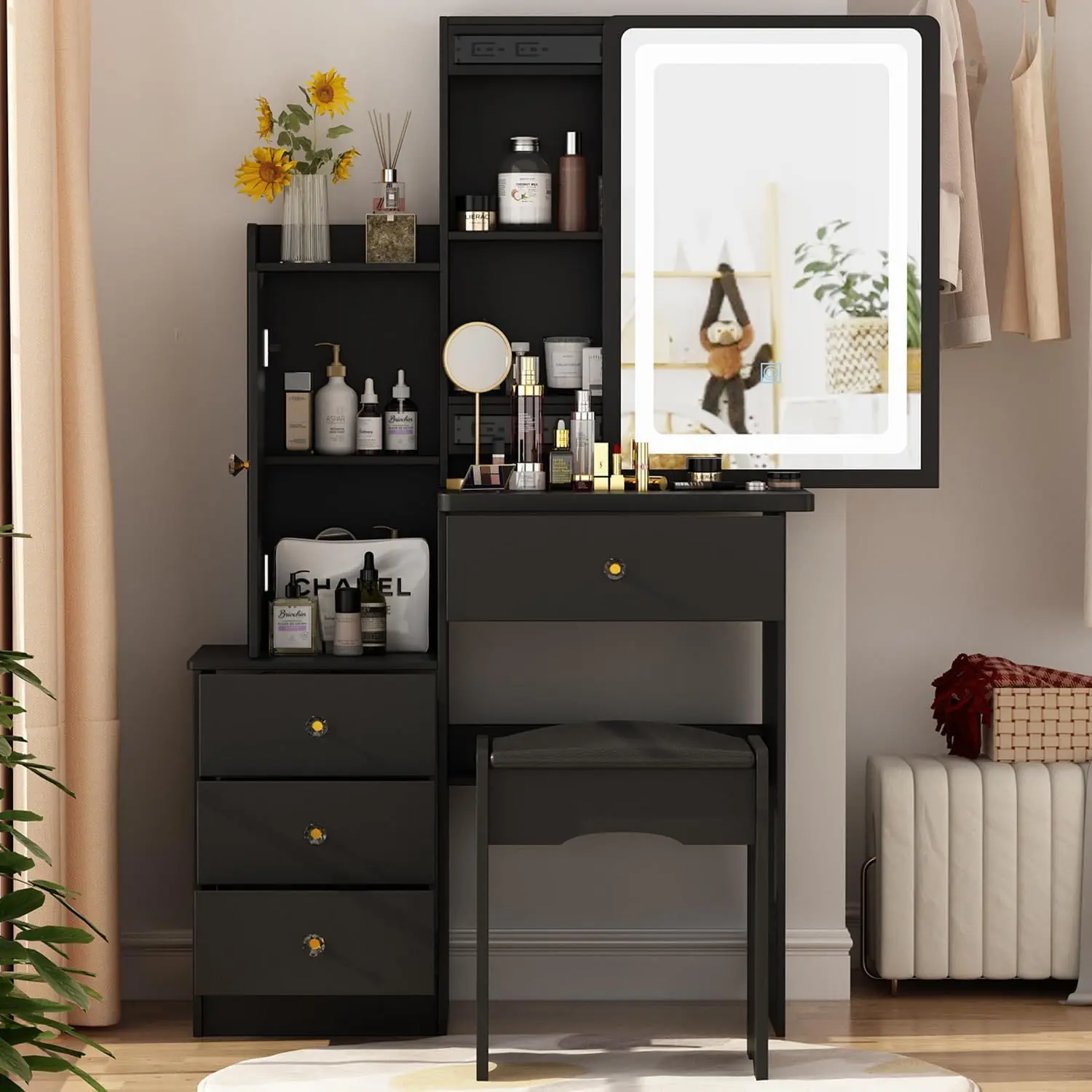 Bedroom Furniture Cosmetics Dresser with Mirror Storage Cabinet Dresser