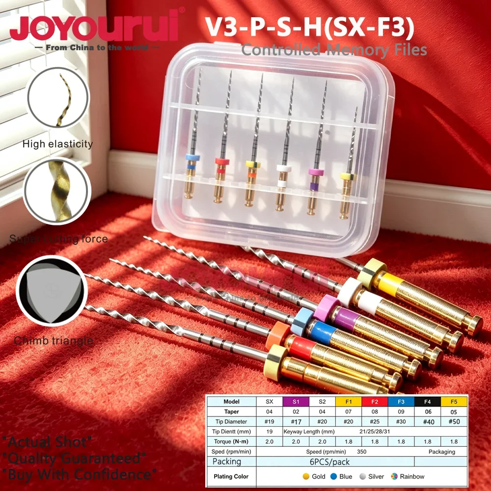 SX-F3 31/25mm S1 S2 F1 Dental Endodontic Files 04Taper NITI Rotary Large File Set Gold/Blue/Silver Engine Use Lab Instrument