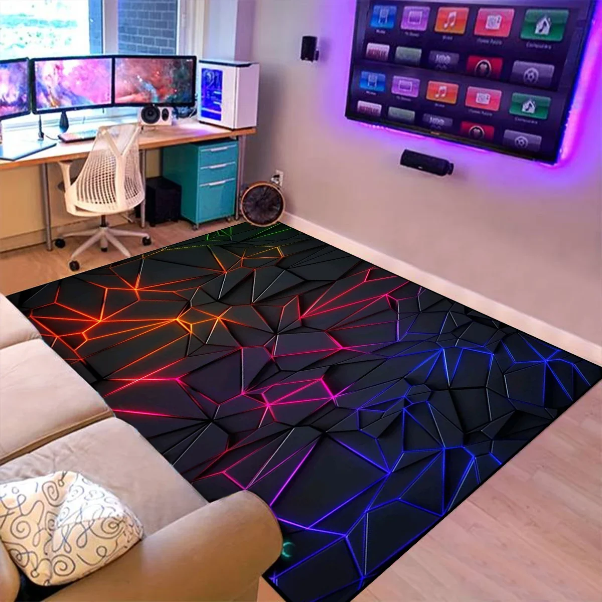 Gaming Mats Bedroom Rug Gamer Carpet Non-slip Wear-resistant Living Room Floor Mat American Laser Light Large Size Study Rug 양탄자 - Image 4